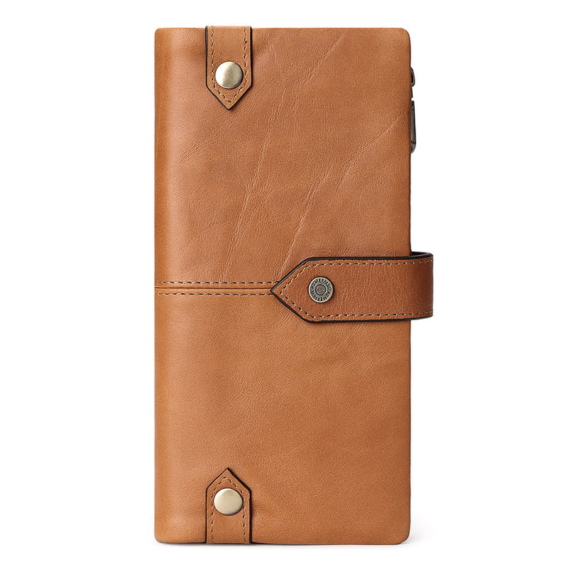 PureOnSkin Unisex Premium Fashion Personality Leather Wallet Low-Chemical Secure Buckle Wallet – Brown B