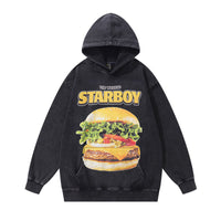 Men's Direct Spray Print Loose Pure Cotton Washed Vintage Hoodie
