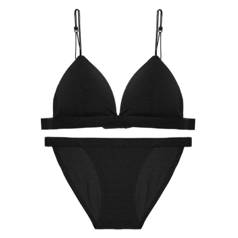Women's Cotton Triangle Cup Wireless Bra Set