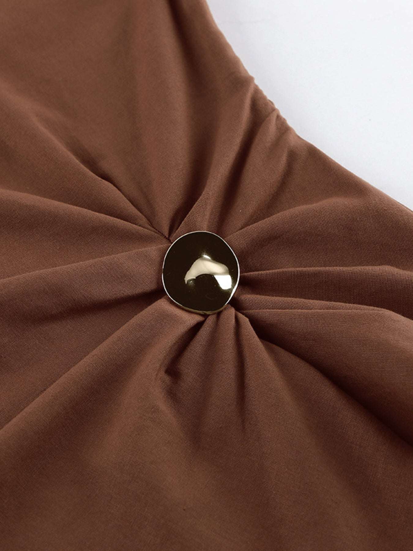 Close-up of the asymmetric neckline on the Pure Cotton One-Shoulder Lounge Set for Sensitive Skin.