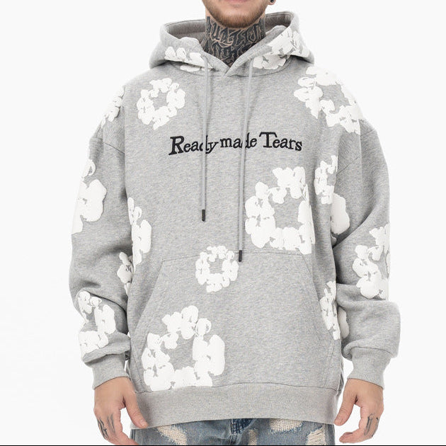 Men's High Street Cotton Foaming Print Fleece Hoodie