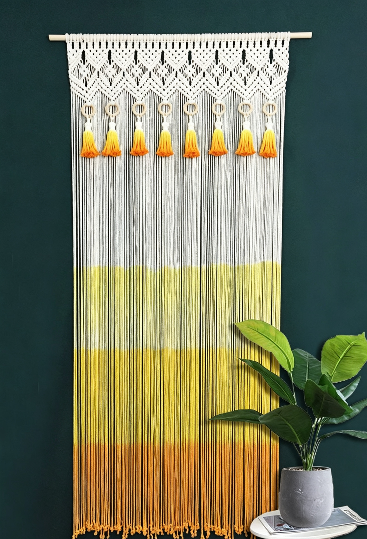 PureOnSkin Hand-Woven Cotton Tapestry Door Curtain &amp; Tassel Thread Drape