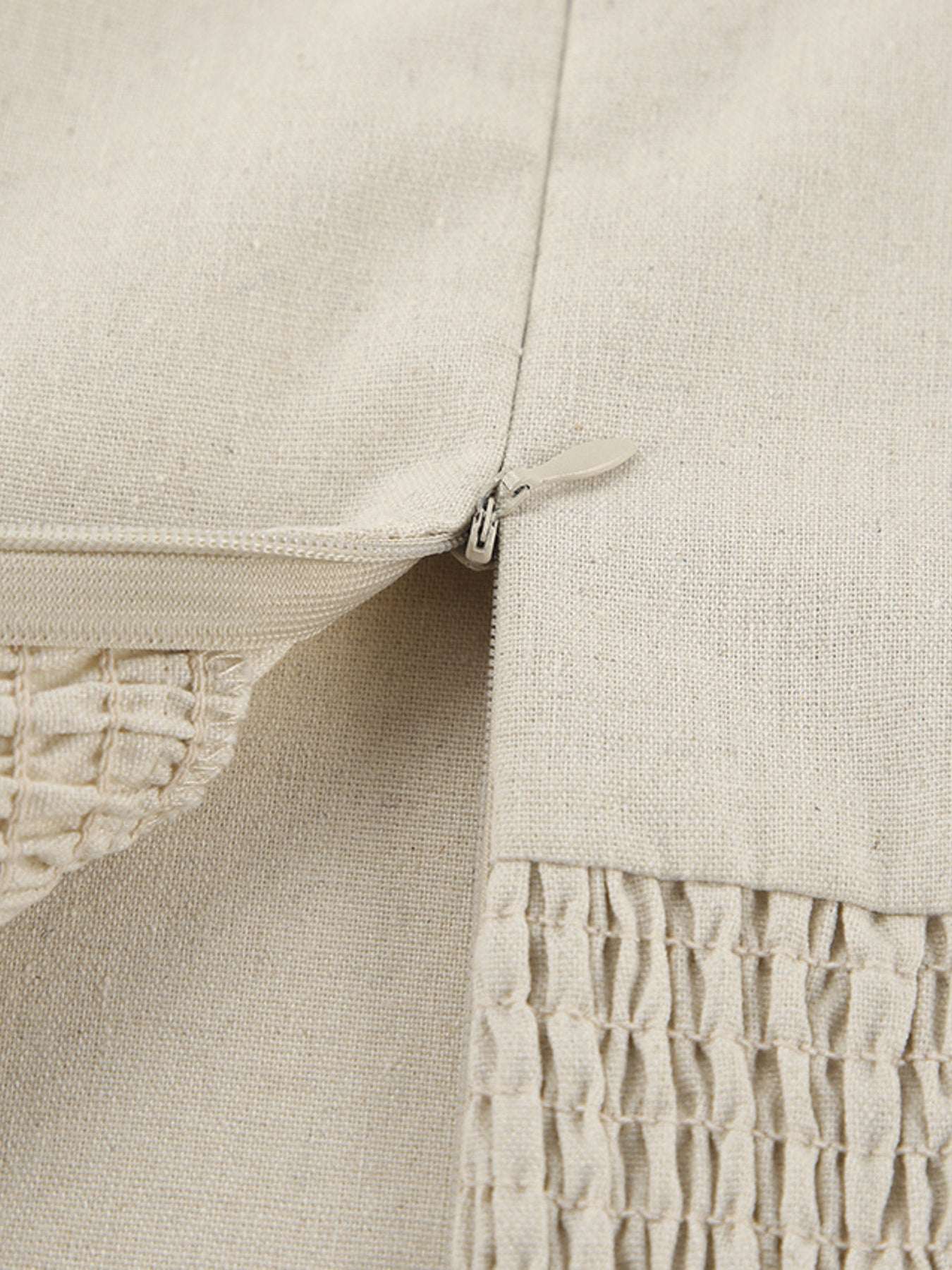 Detailed weave of the Smocked Back Hemp & Cotton Tube Dress showing the durable and eco-friendly hemp and cotton fibers.