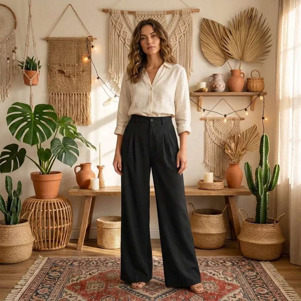 Women’s Summer Linen Blend Trousers | Breathable Cotton