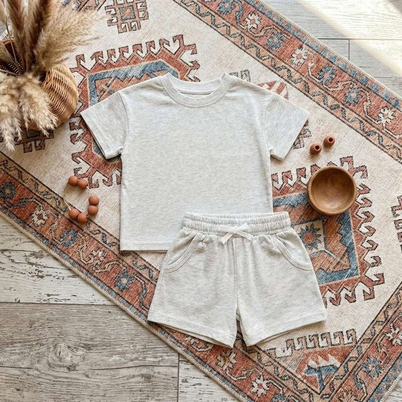 Baby & Toddler Organic Cotton Shorts Set | Ultra-Gentle – Flower Gray
