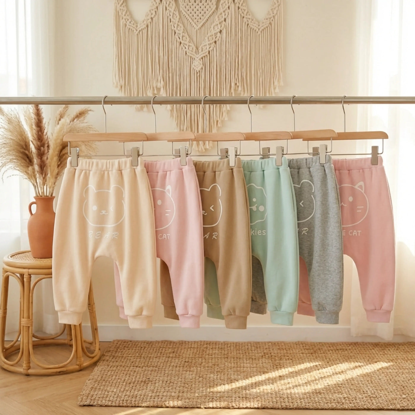 PureOnSkin Baby High-Waist Fleece-Lined Cotton Pants
