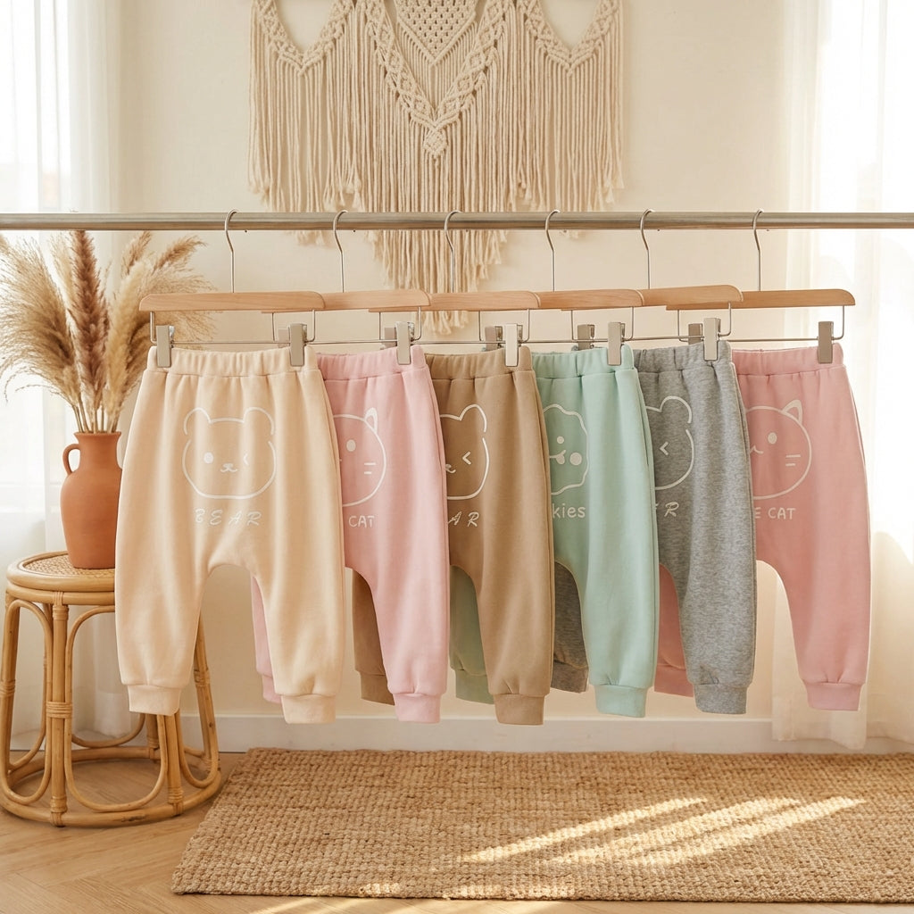 PureOnSkin Baby High-Waist Fleece-Lined Cotton Pants