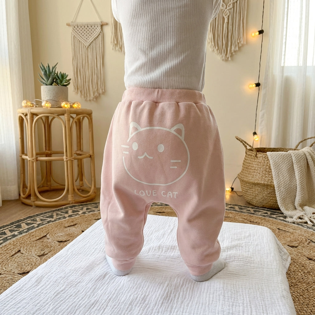 PureOnSkin Baby High-Waist Fleece-Lined Cotton Pants
