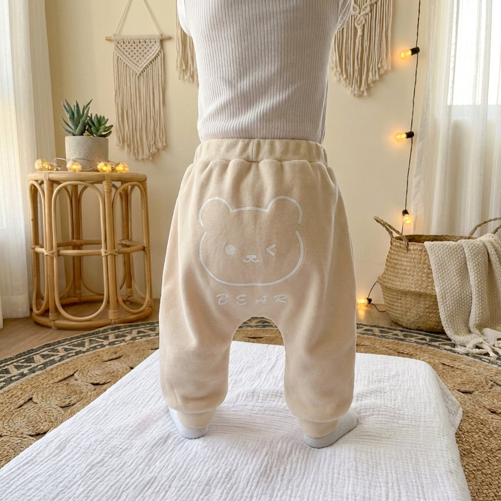 PureOnSkin Baby High-Waist Fleece-Lined Cotton Pants
