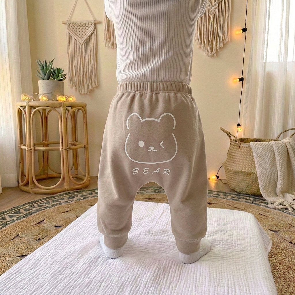 PureOnSkin Baby High-Waist Fleece-Lined Cotton Pants
