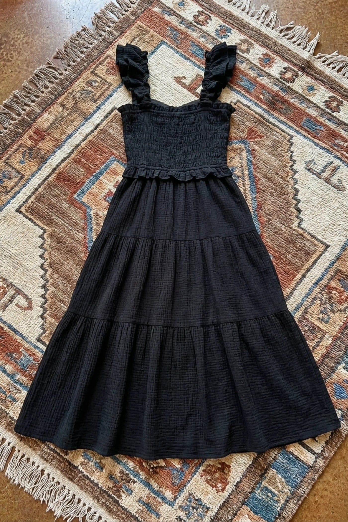 Smocked Ruffled Tiered Cotton Dress | 100% Pure Cotton Summer Maxi