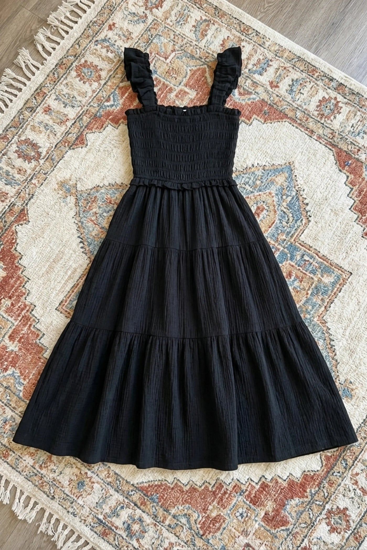 Smocked Ruffled Tiered Cotton Dress | 100% Pure Cotton Summer Maxi