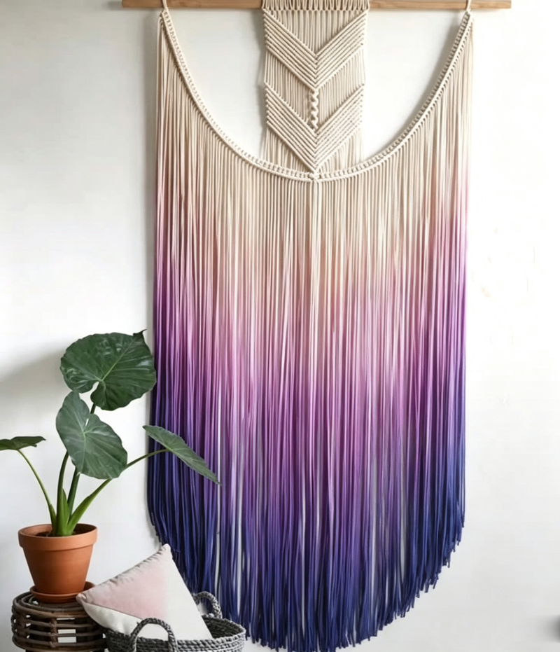 Handmade Woven Tapestry Tassel Wall Decoration – Purple