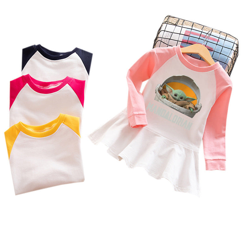 Cartoon Long Sleeve Cotton Dress
