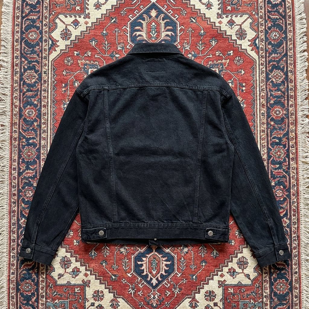 Men’s Black Denim High Street Jacket | Pure Cotton Windproof Outerwear