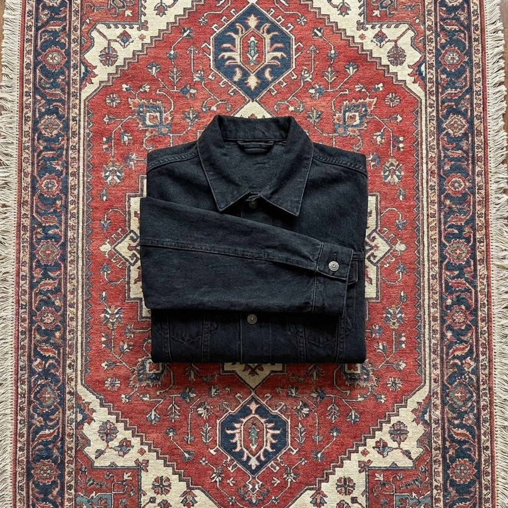 Men’s Black Denim High Street Jacket | Pure Cotton Windproof Outerwear