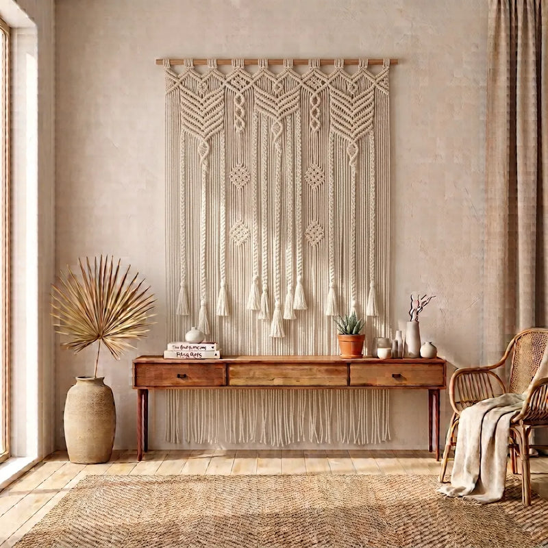 Hand Woven Pure Cotton Tapestry Curtain Cover – Off white