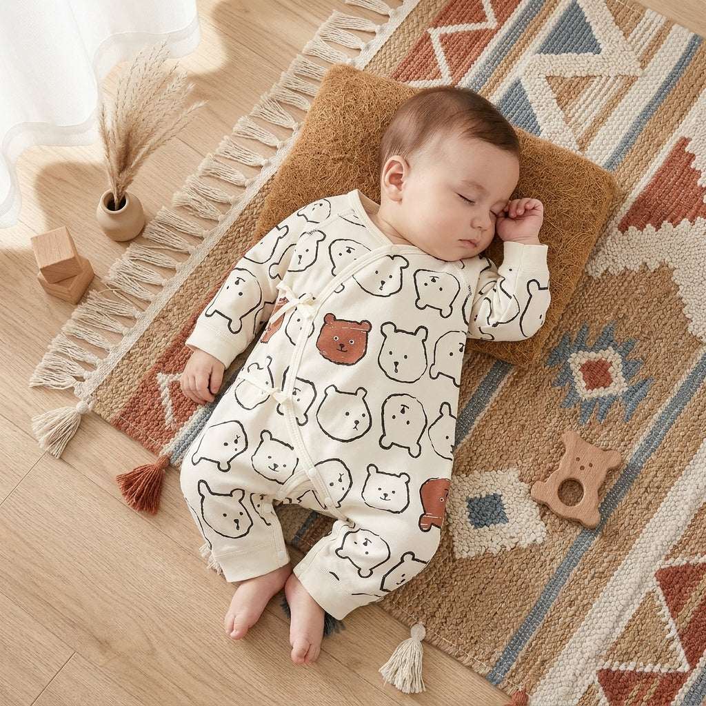 PureOnSkin Organic Cotton Kimono Newborn Jumpsuit