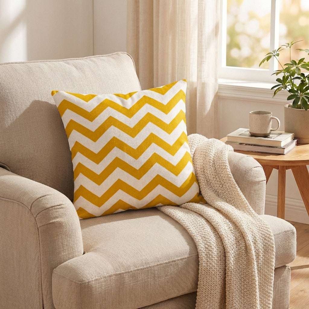 Modern Geometric Lumbar Pillow: Digital Print Support for Car & Sofa