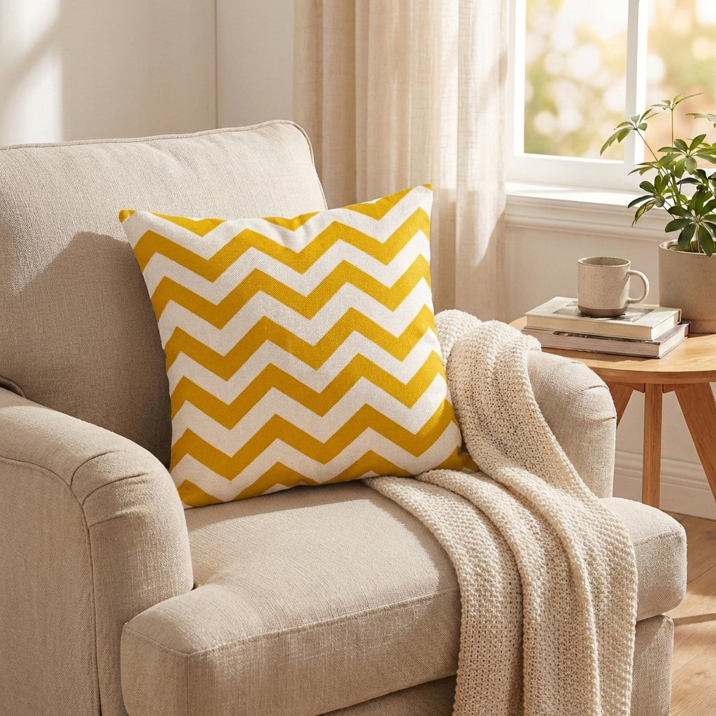 Modern Geometric Lumbar Pillow: Digital Print Support for Car & Sofa