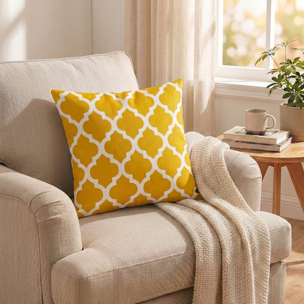 Modern Geometric Lumbar Pillow: Digital Print Support for Car & Sofa