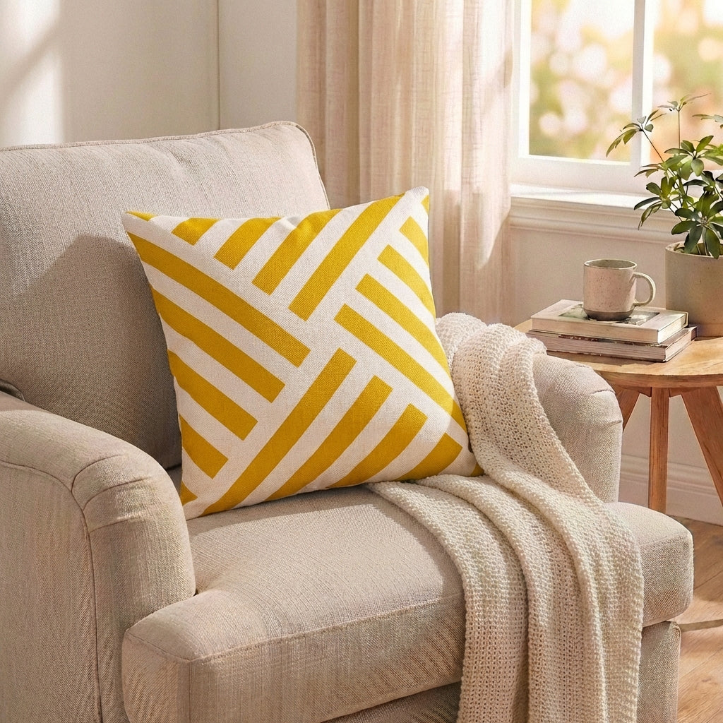 Modern Geometric Lumbar Pillow: Digital Print Support for Car & Sofa