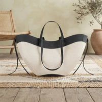 Elegant White and Black Two-Tone Handbag