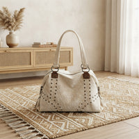 Studded Vintage-Style Shoulder Bag