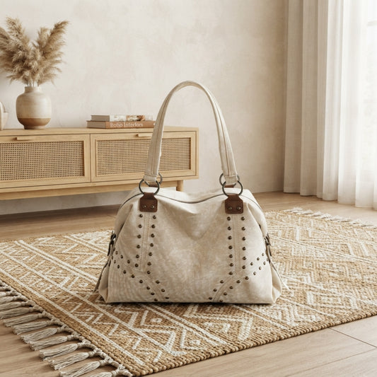 Studded Vintage-Style Shoulder Bag