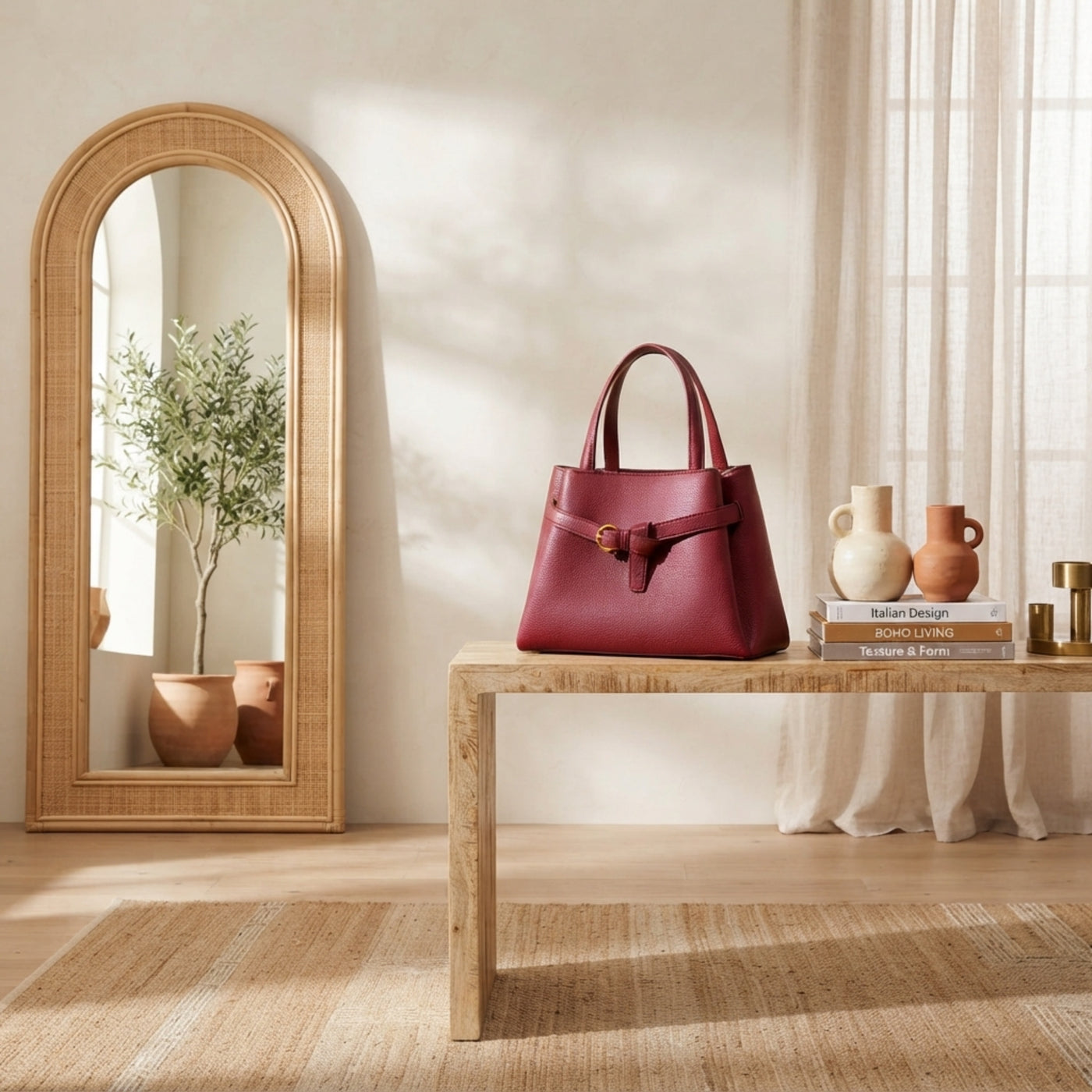 Classic Leather Top Handle Handbag