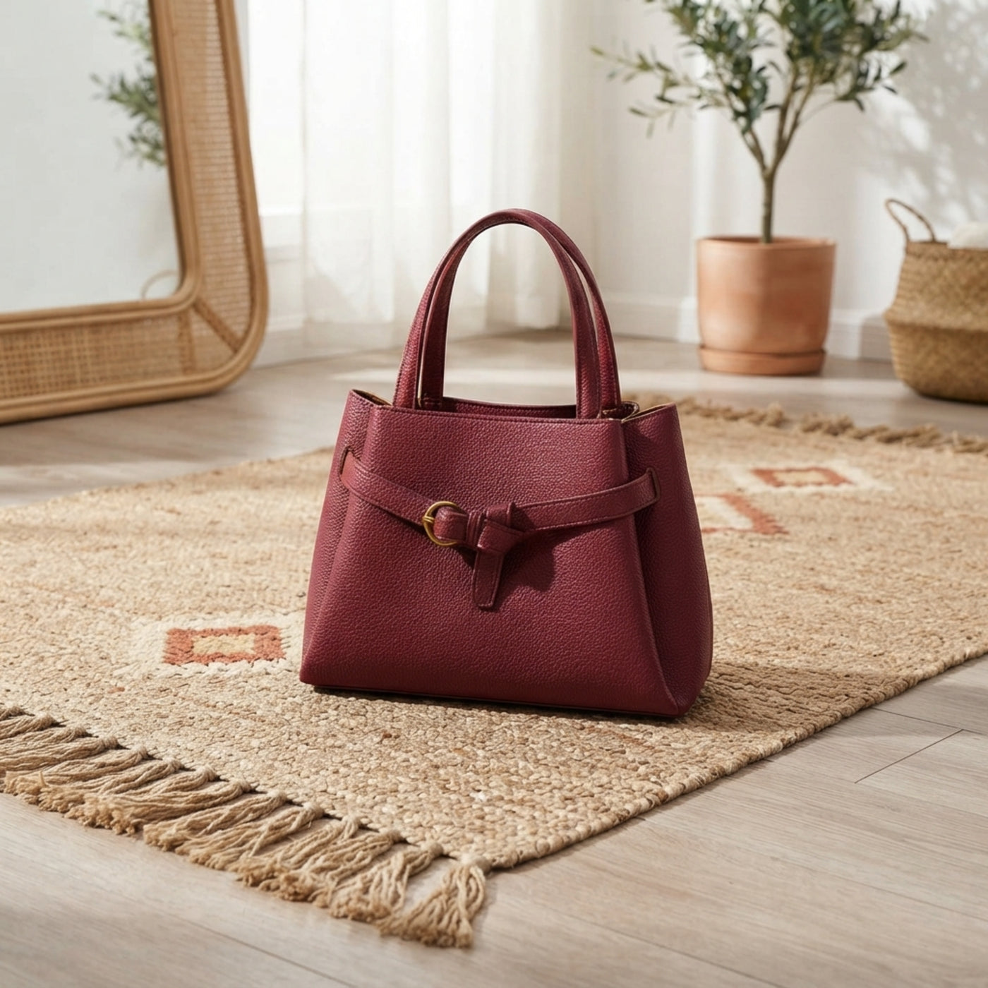 Classic Leather Top Handle Handbag