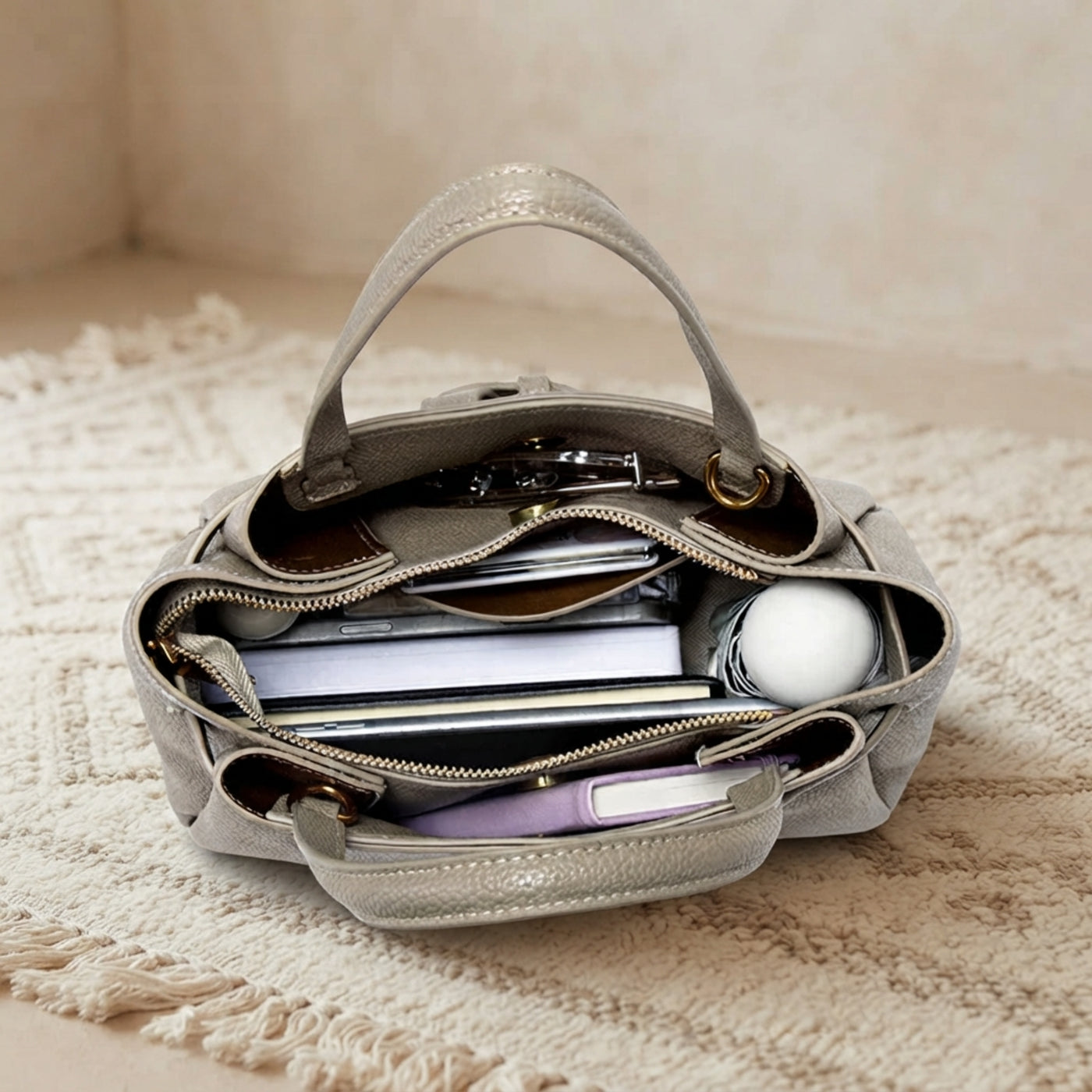 Classic Leather Top Handle Shoulder Bag