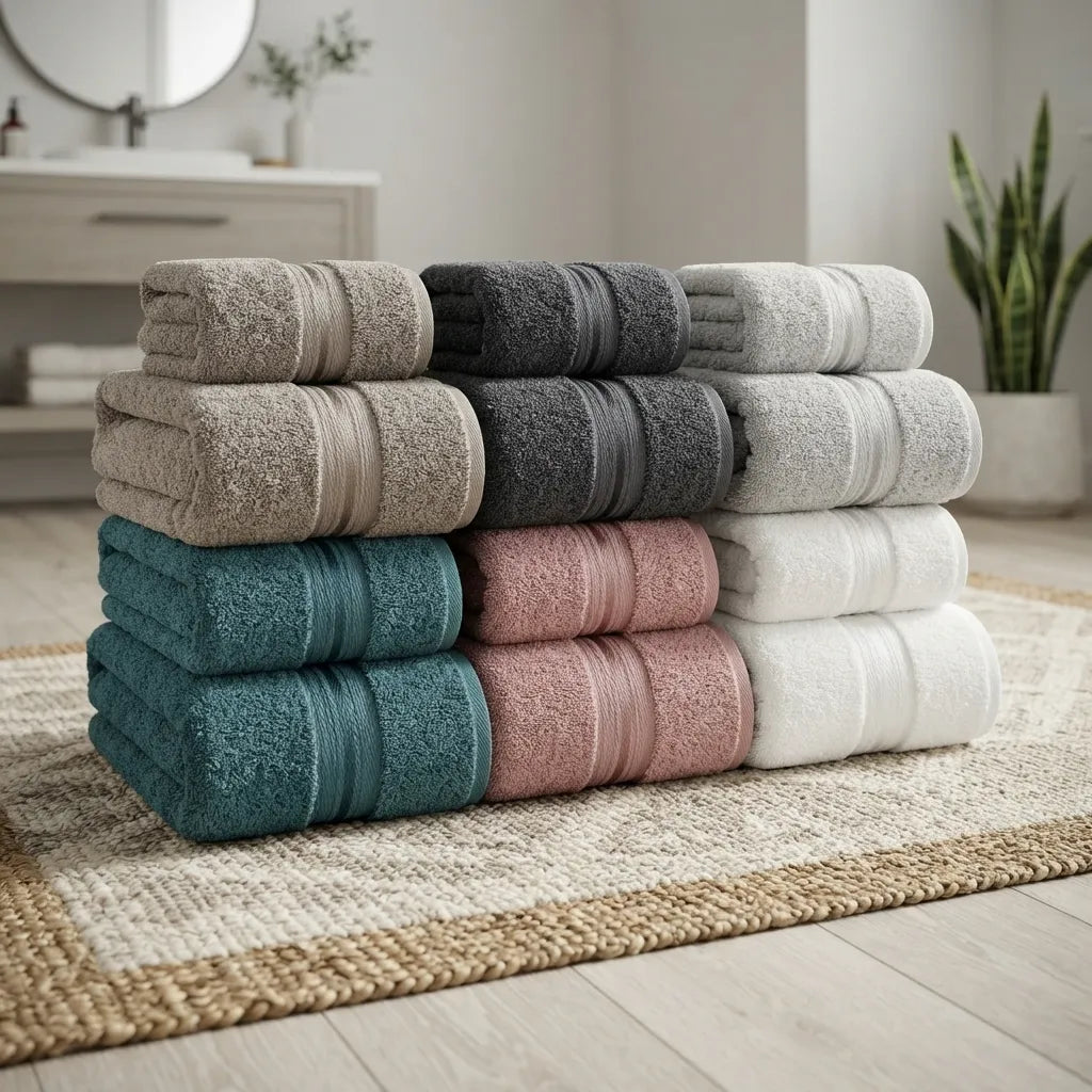 PureOnSkin Premium 100% Cotton 3-Piece Towel Set - Hypoallergenic Low-Friction Ultra-Absorbent Bath & Hand Towels