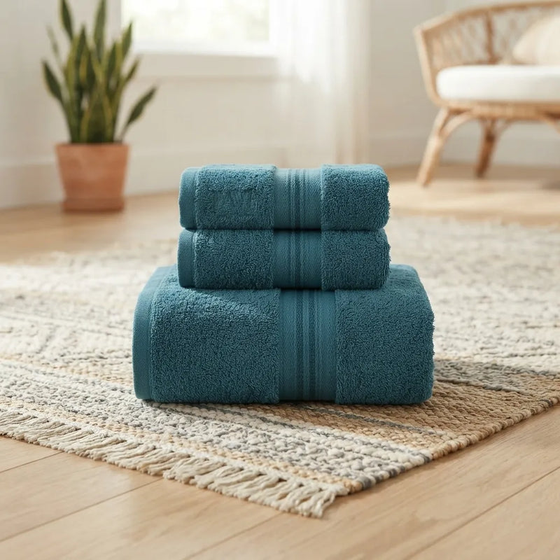 Cotton 3-Piece Towel Set – Navy Blue