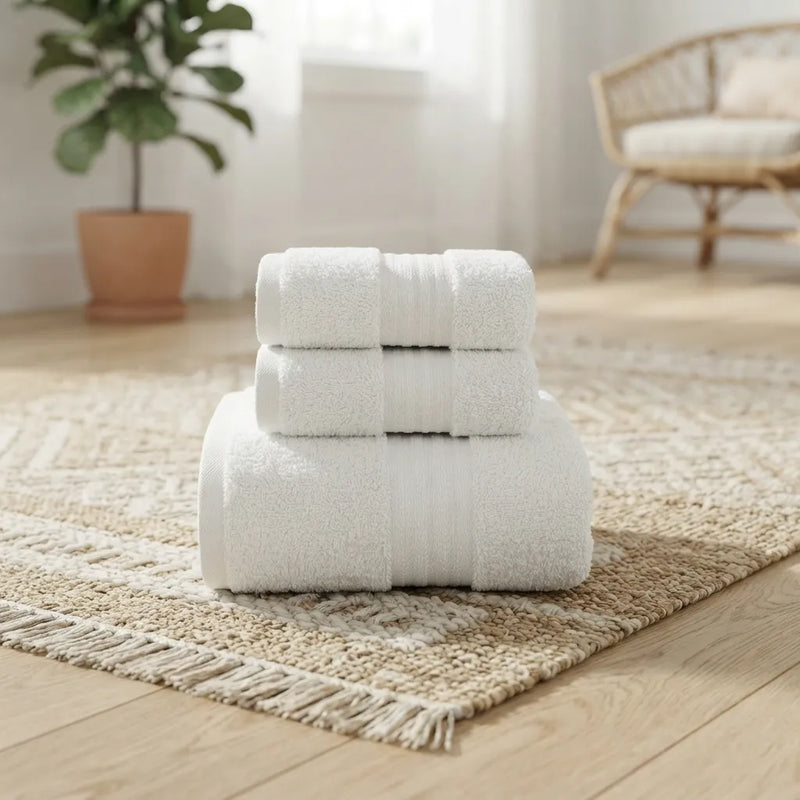 Cotton 3-Piece Towel Set – White