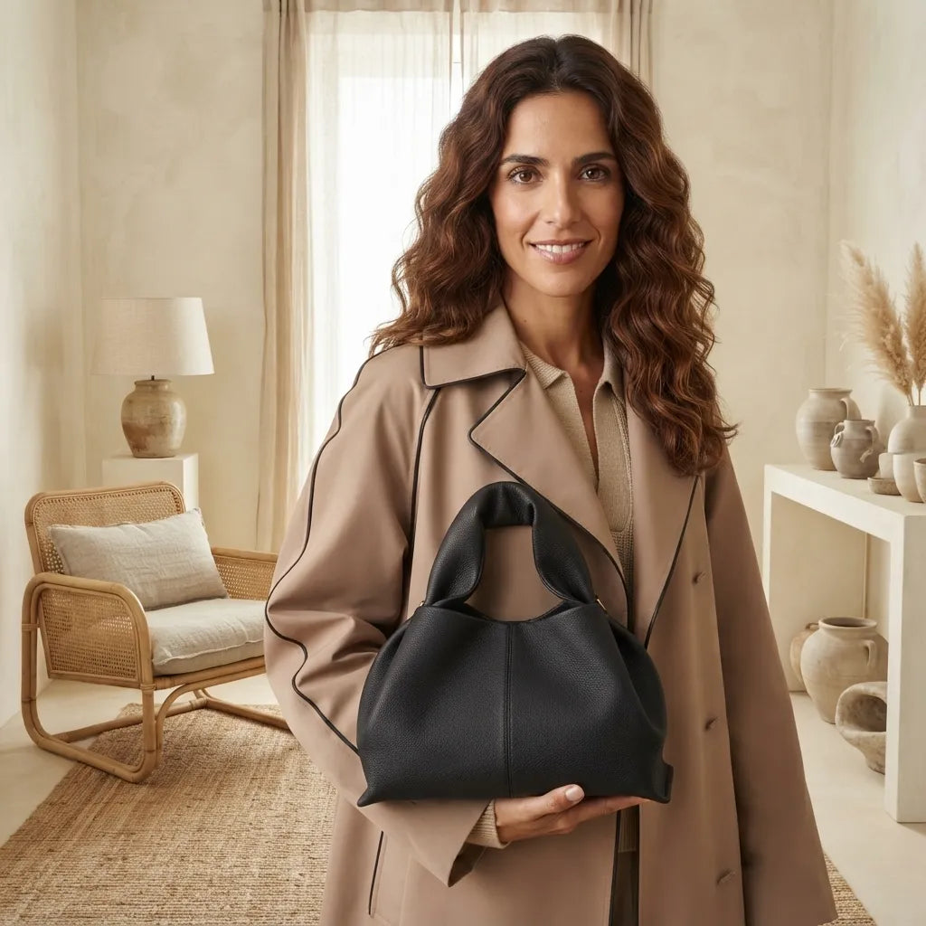 Elegant PU Leather Ruched Crossbody Shoulder Bag