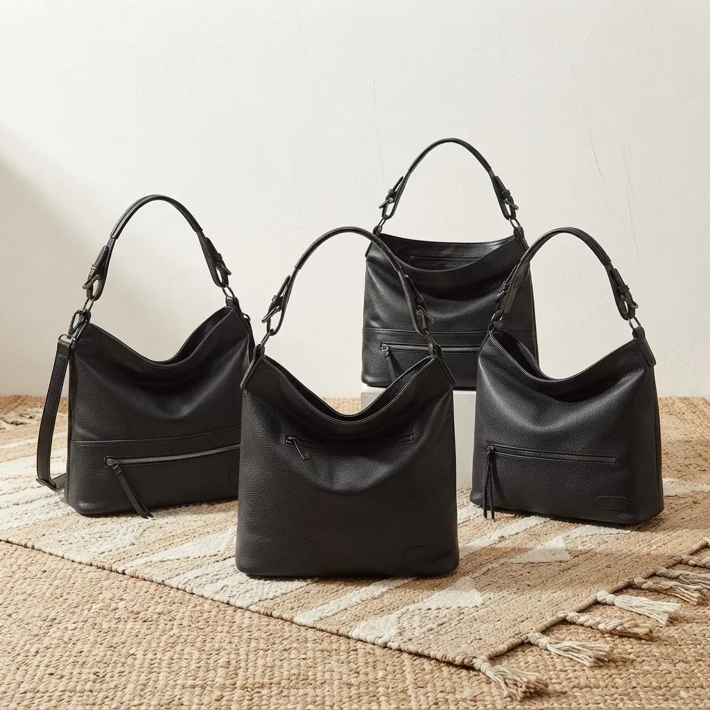 Zip Front Classic Leather Handbag
