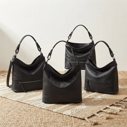 Zip Front Classic Leather Handbag