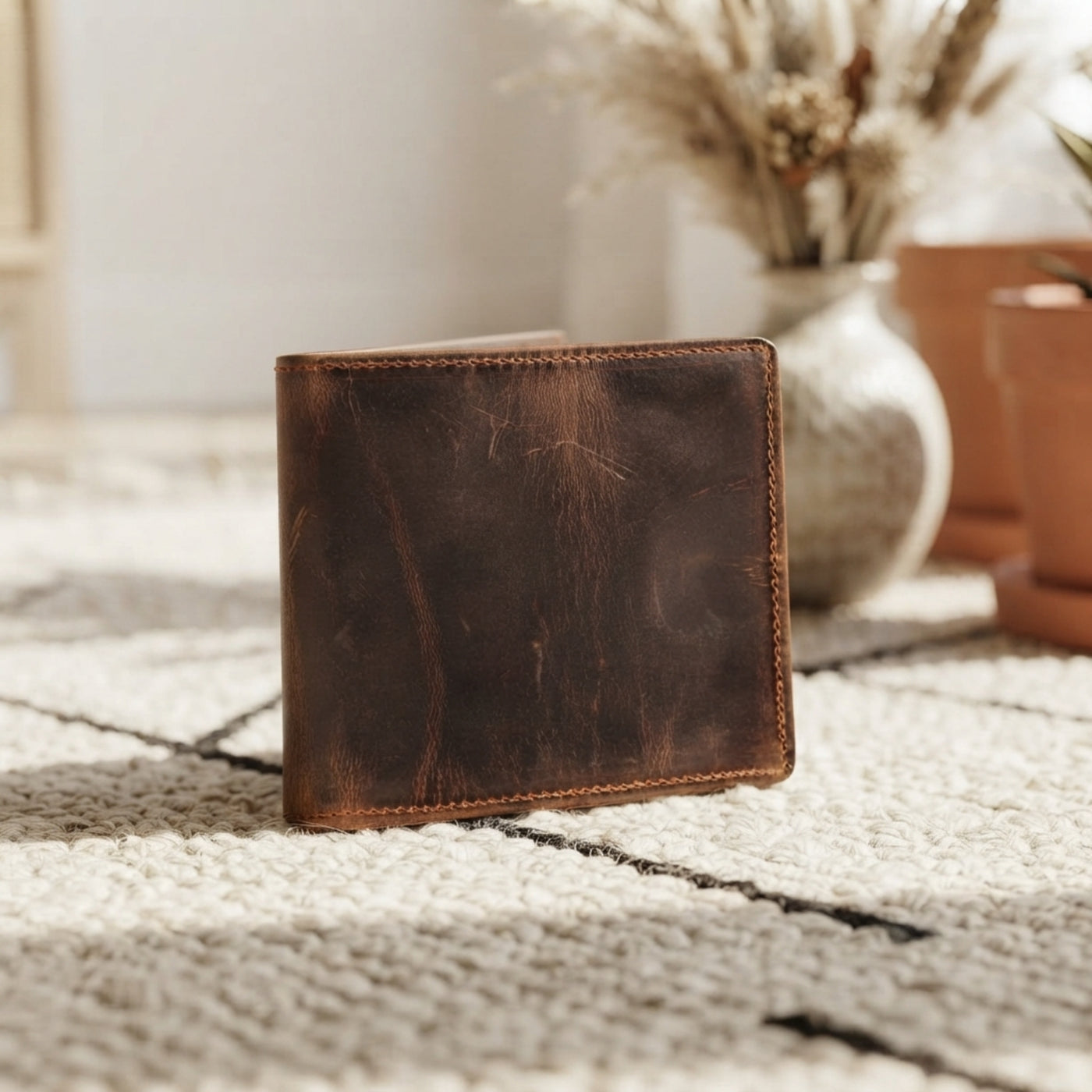 Cowhide Short Zipper Wallet