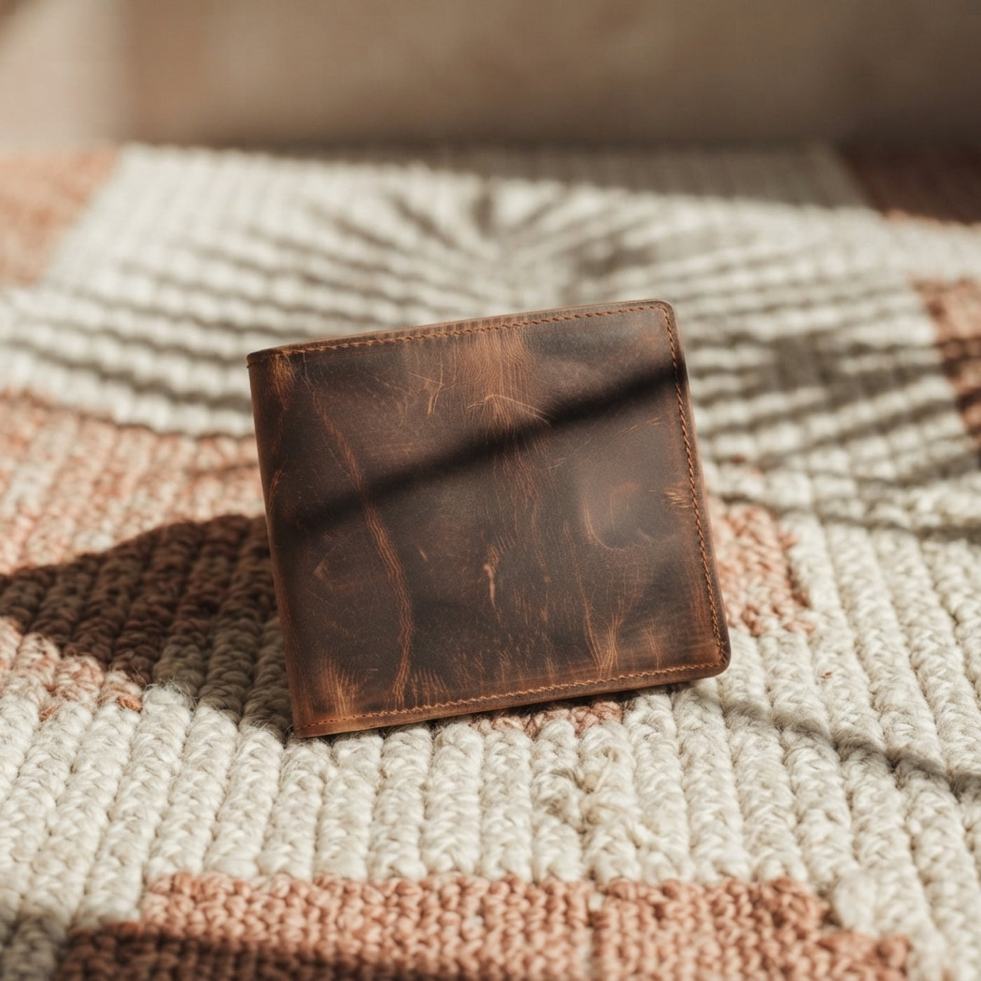 Cowhide Short Zipper Wallet