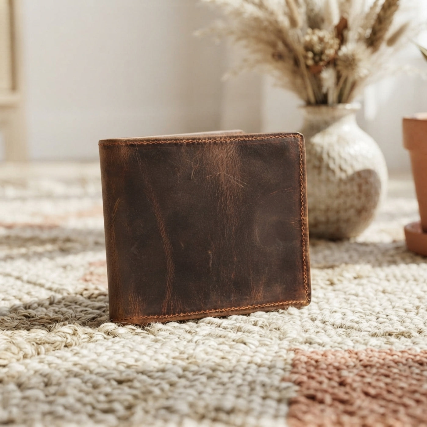 Cowhide Short Zipper Wallet