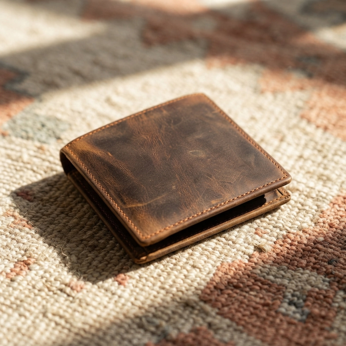 Cowhide Short Zipper Wallet