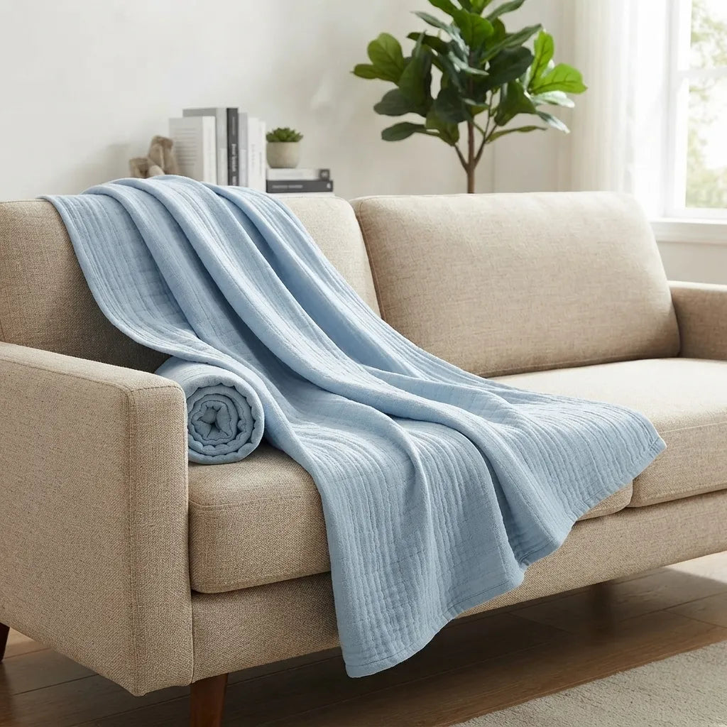 PureOnSkin Organic Cotton Gauze Double Wrap Blanket