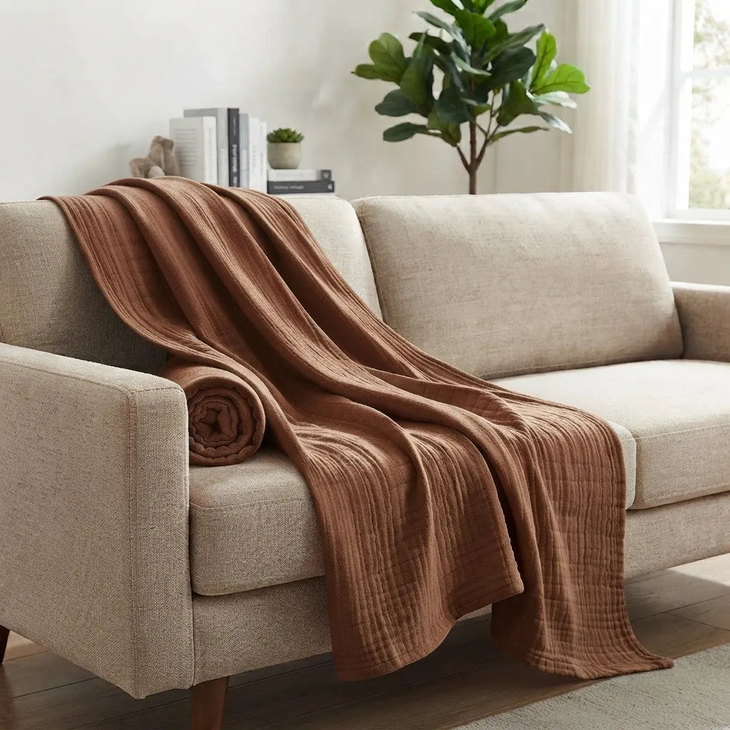 PureOnSkin Organic Cotton Gauze Double Wrap Blanket