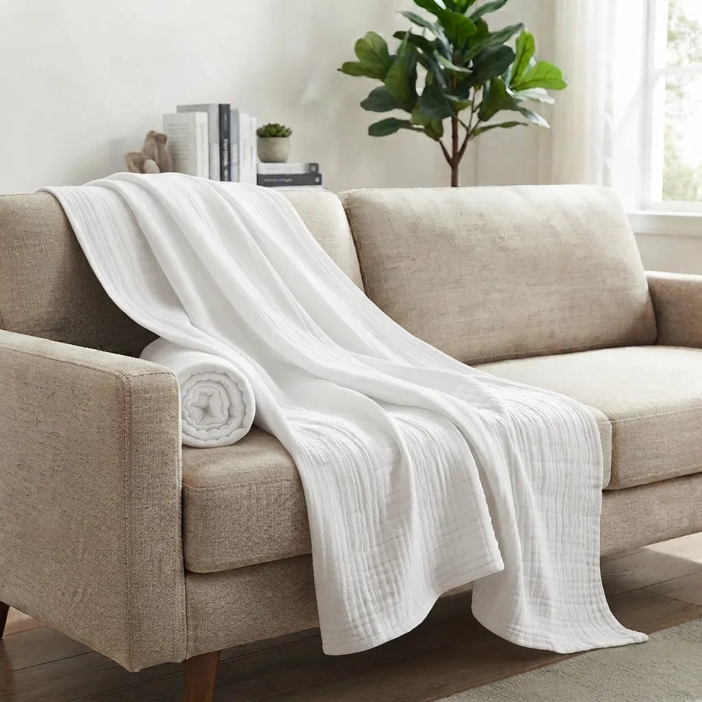 PureOnSkin Organic Cotton Gauze Double Wrap Blanket