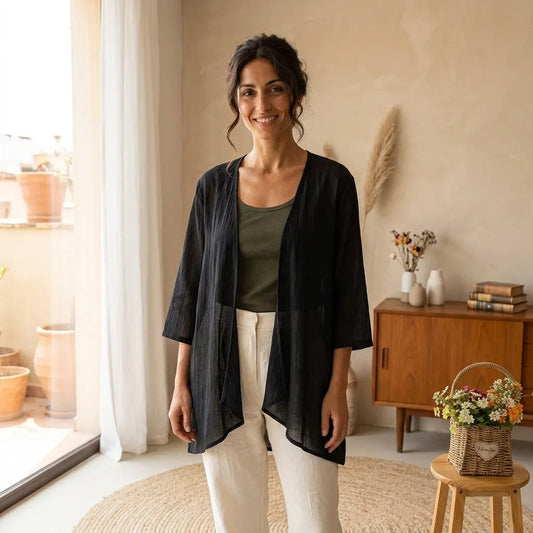 PureOnSkin Women's Cotton and Linen Summer Cardigan - Thin Breathable Protective Shawl