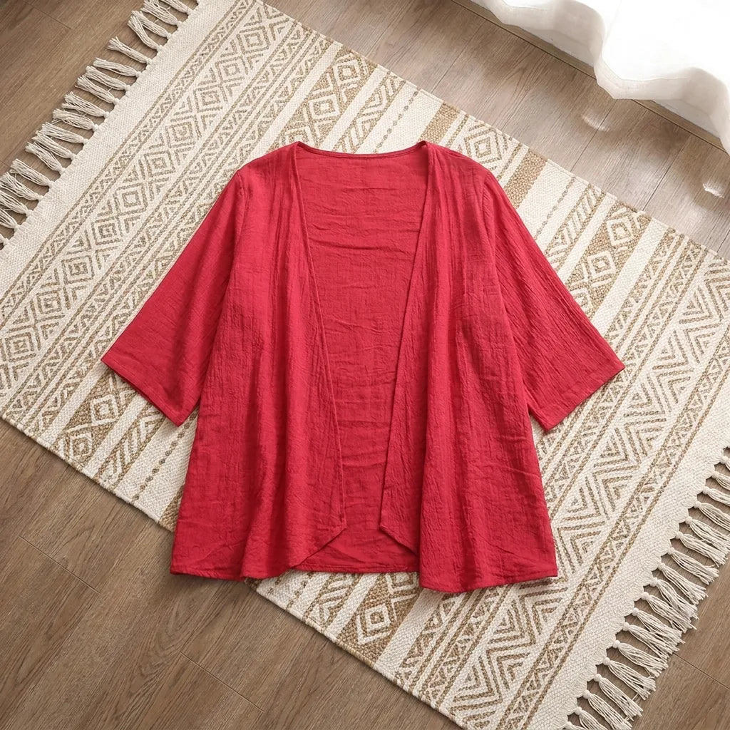 PureOnSkin Women's Cotton and Linen Summer Cardigan - Thin Breathable Protective Shawl