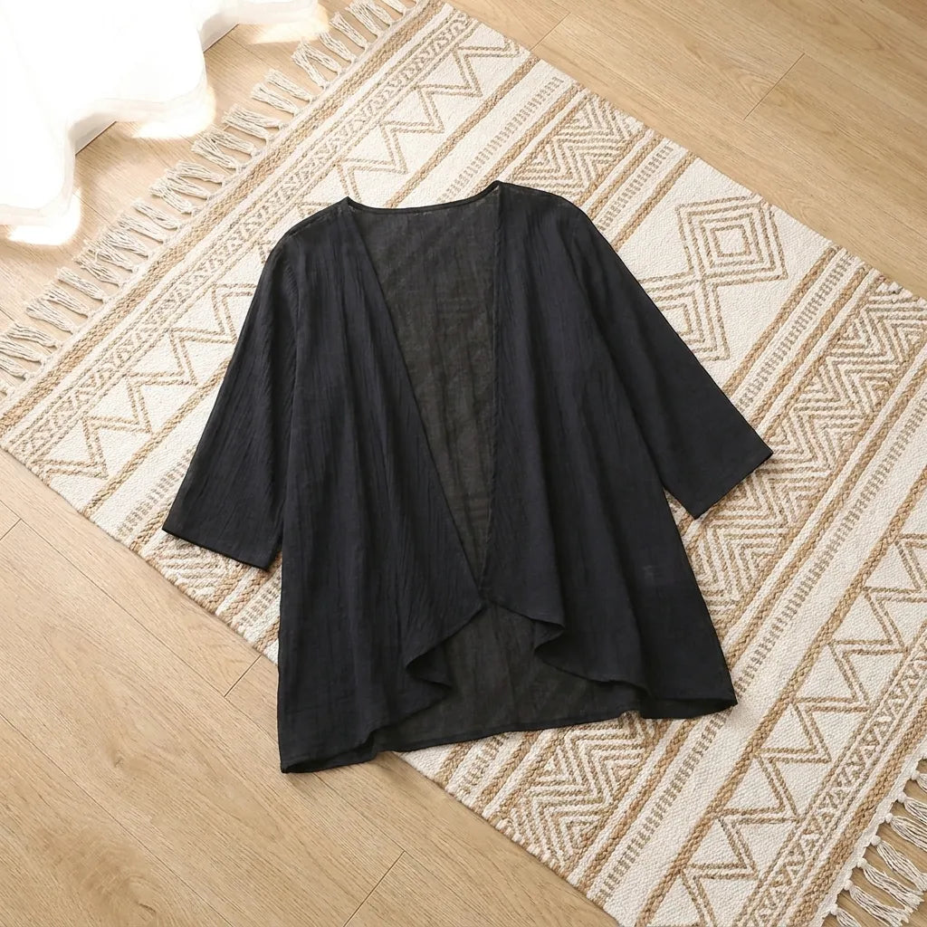 PureOnSkin Women's Cotton and Linen Summer Cardigan - Thin Breathable Protective Shawl
