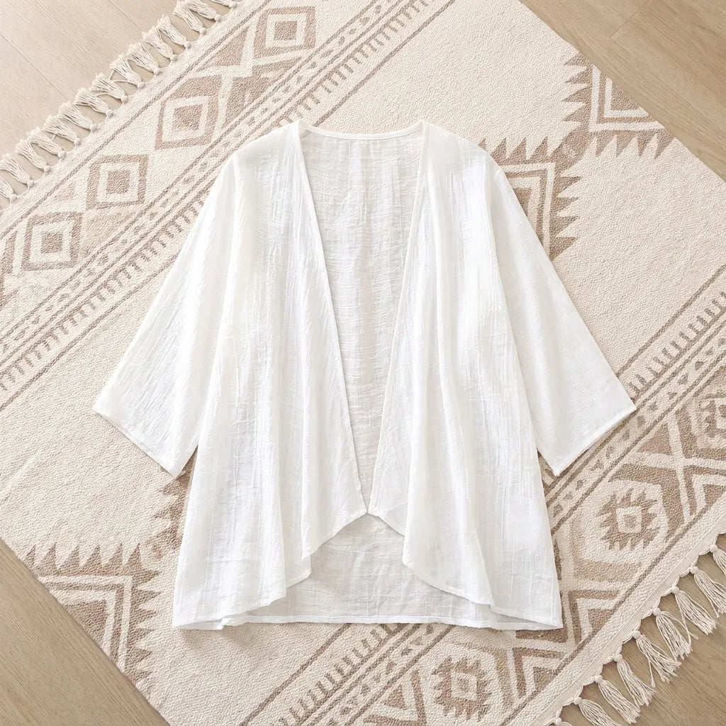 PureOnSkin Women's Cotton and Linen Summer Cardigan - Thin Breathable Protective Shawl