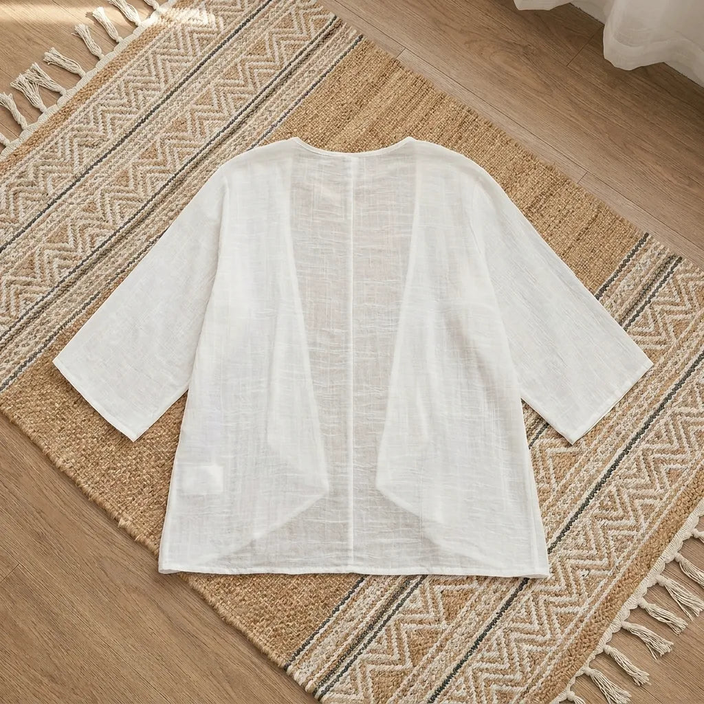 PureOnSkin Women's Cotton and Linen Summer Cardigan - Thin Breathable Protective Shawl